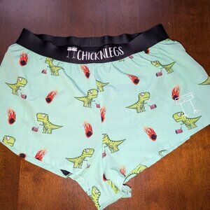 Chicknlegs Men Running Shorts Size Medium Green Dinosaur Print
